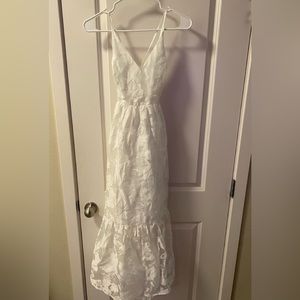 Lulus Feeling Like Forever White Jacquard Organza Lace-Up Midi Dress Size Medium